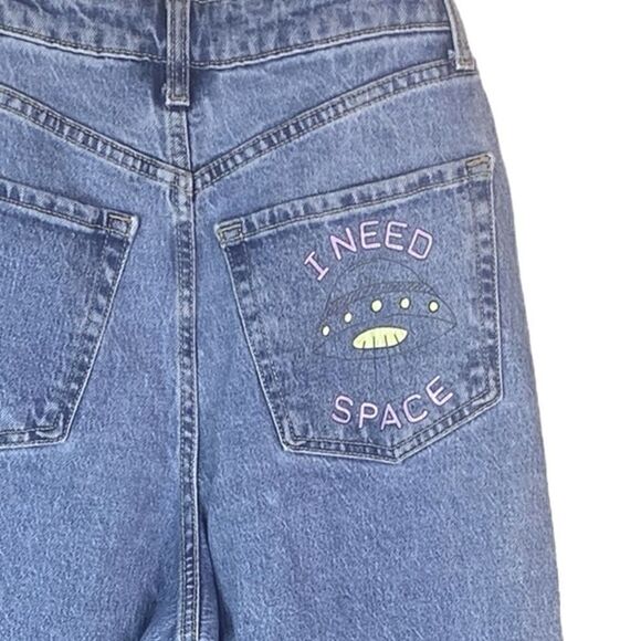 WILD FABLE Wm’s Sz 2 Dark Wash Highest Rise Frayed Wide Leg Ankle Denim Jeans - Picture 6 of 6